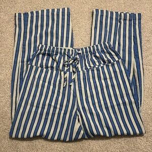 Wide leg Blue striped pants, size small.